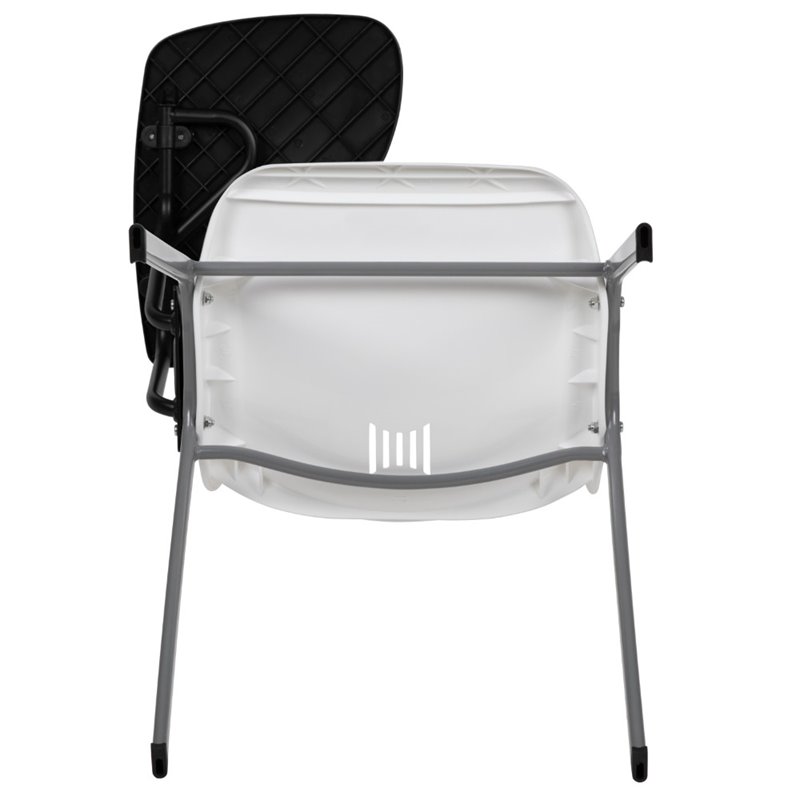 Bowery Hill Plastic Classroom Chair in White with Right Arm Tablet