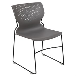 Bowery Hill Plastic Sled Base Contoured Stacking Chair in Gray