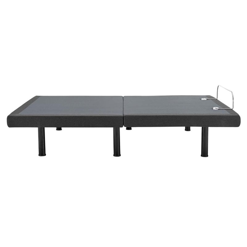 Bowery Hill Adjustable Queen Wireless Remote Bed Base in Gray/Black