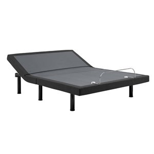 Bowery Hill Adjustable Queen Wireless Remote Bed Base in Gray/Black