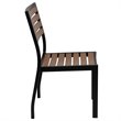 Bowery Hill Patio Dining Side Chair with Poly Slats in Faux Teak