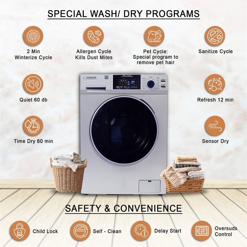 Bowery Hill All-in-One Washer Dryer VENTED-DRY FASTER than Condense 15lb 110V