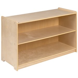 Bowery Hill 2 Shelf 24&quot x 36&quot Wooden School Classroom Bookcase in Natural