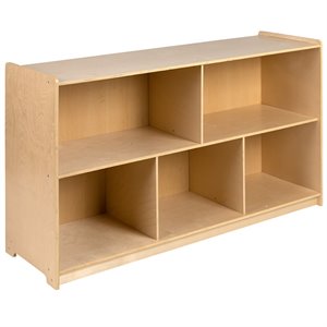 Bowery Hill 5 Cubby 30&quot x 48&quot Wooden School Classroom Bookcase in Natural
