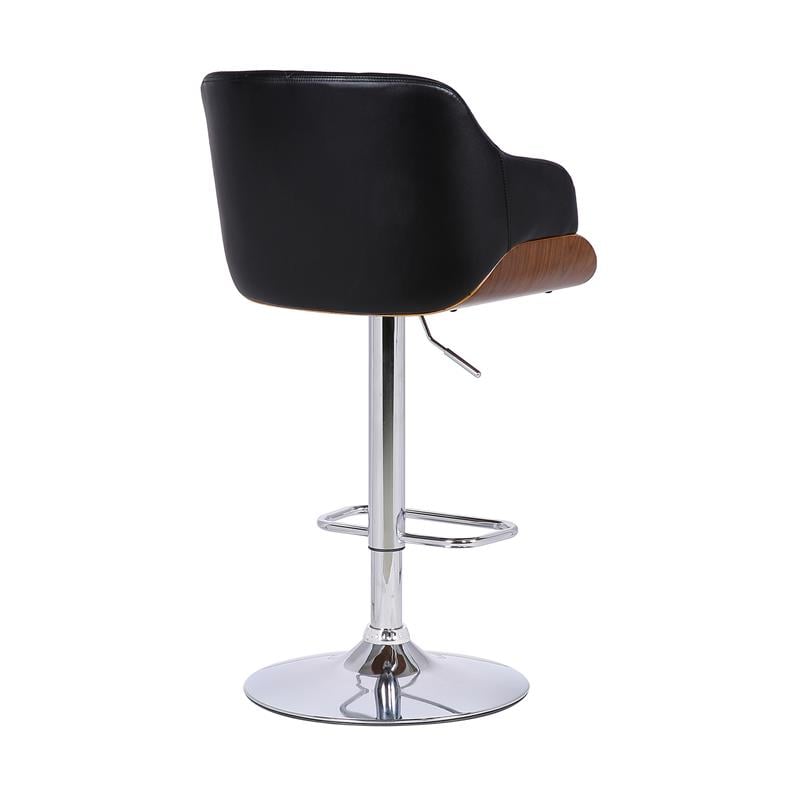 Bowery Hill Modern Faux Leather Adjustable Bar Stool in Black and Walnut
