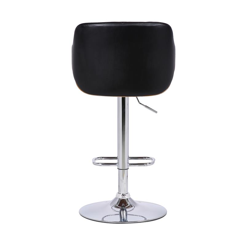 Bowery Hill Modern Faux Leather Adjustable Bar Stool in Black and Walnut