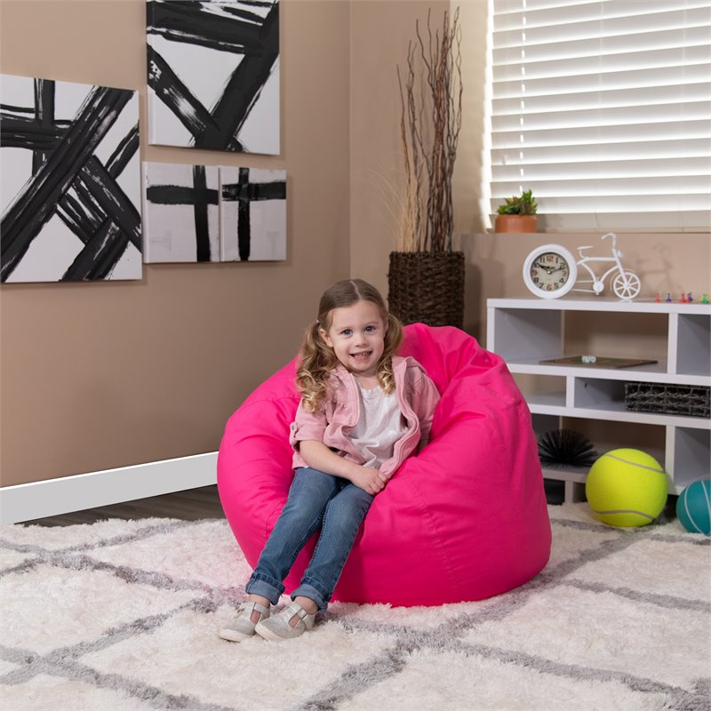 Bowery Hill Contemporary Small Bean Bag Chair in Hot Pink Finish