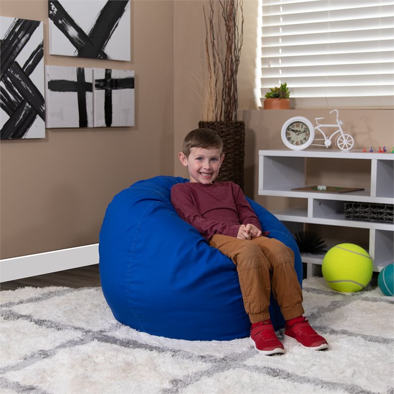 Bowery Hill Contemporary Small Bean Bag Chair in Royal Blue Finish