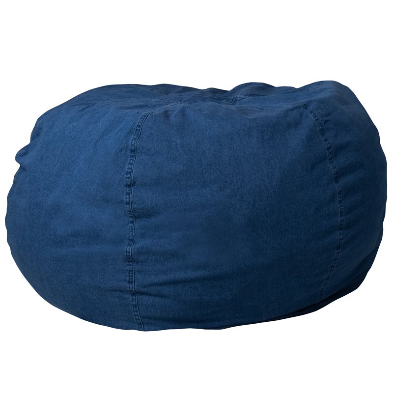 Bowery Hill Contemporary Oversized Bean Bag Chair in Denim Finish
