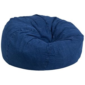 Bowery Hill Contemporary Oversized Bean Bag Chair in Denim Finish