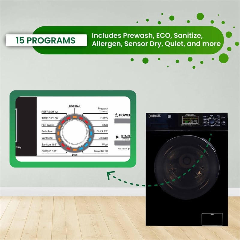 Bowery Hill Contemporary 1. 62cf Plastic Washer Dryer in Black