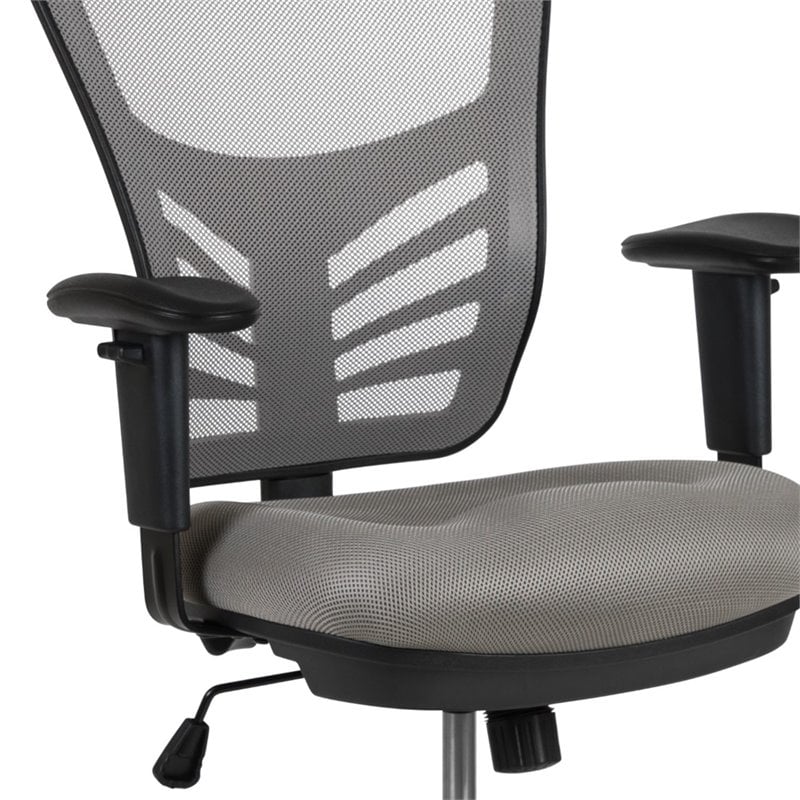 Bowery Hill Contemporary Mid Back Mesh Drafting Stool in Gray and Black