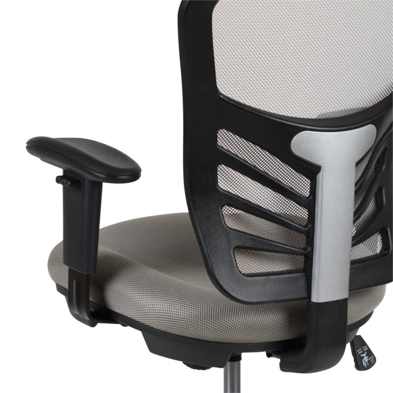 Bowery Hill Contemporary Mid Back Mesh Drafting Stool in Gray and Black