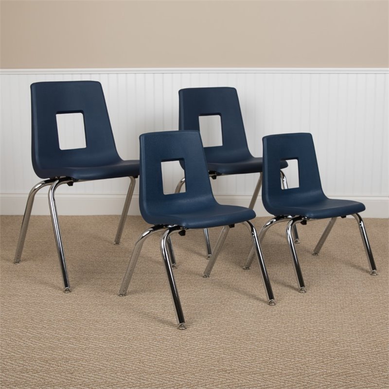 Bowery Hill Contemporary Student Stack School Chair - 18-Inch In Navy