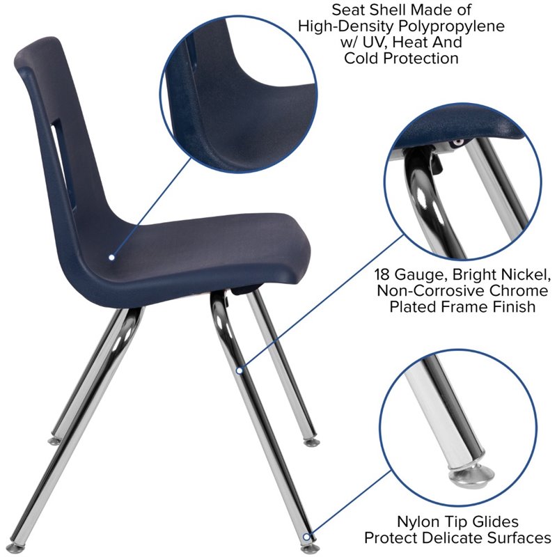 Bowery Hill Contemporary Student Stack School Chair - 18-Inch In Navy