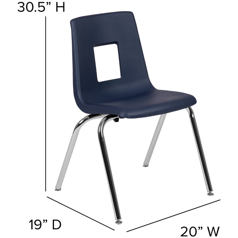 Bowery Hill Contemporary Student Stack School Chair - 18-Inch In Navy