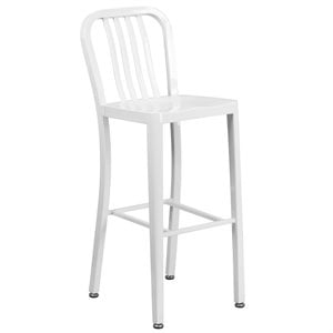 Bowery Hill Contemporary 30&quot Metal Vertical Slat Back Bar Stool in White