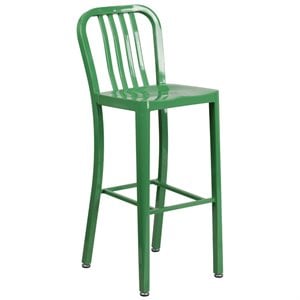 Bowery Hill Contemporary 30&quot Metal Vertical Slat Back Bar Stool in Green