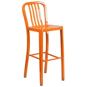 Bowery Hill 30&quot Metal Vertical Slat Back Bar Stool in Orange