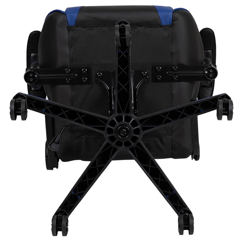 Bowery Hill Leather Racing Reclining Gaming Chair in Black and Blue
