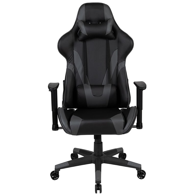 Bowery Hill Leather Racing Reclining Gaming Chair in Black and Gray