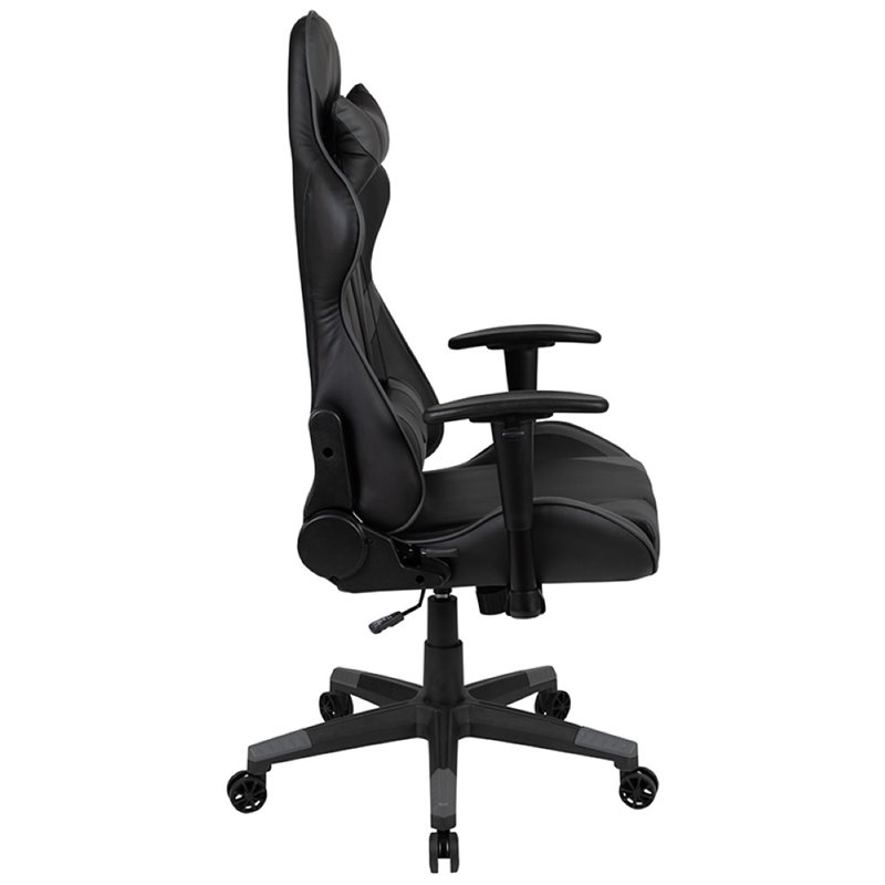 Bowery Hill Leather Racing Reclining Gaming Chair in Black and Gray