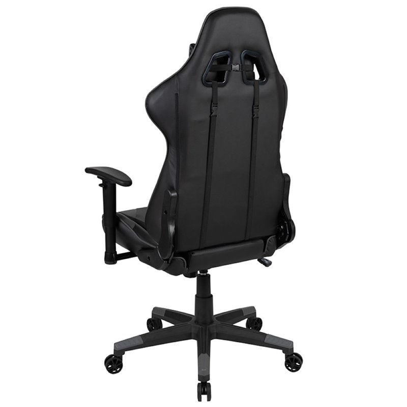 Bowery Hill Leather Racing Reclining Gaming Chair in Black and Gray