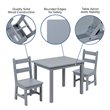 Bowery Hill 3 Piece Solid Hardwood Kids Table and Chair Set in Gray