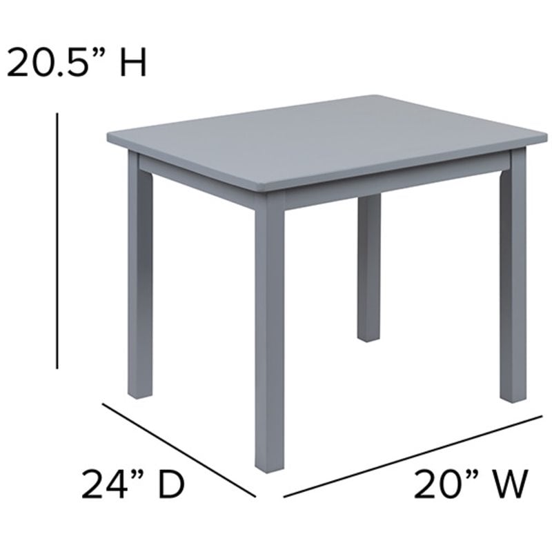 Bowery Hill 3 Piece Solid Hardwood Kids Table and Chair Set in Gray