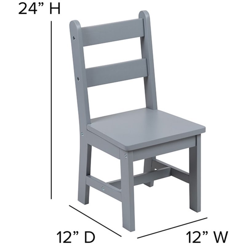 Bowery Hill 3 Piece Solid Hardwood Kids Table and Chair Set in Gray