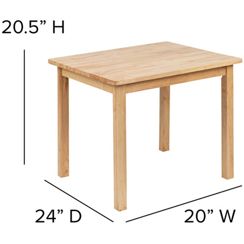 Bowery Hill 3 Piece Solid Hardwood Kids Table and Chair Set in Natural