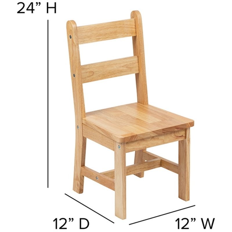 Bowery Hill 3 Piece Solid Hardwood Kids Table and Chair Set in Natural