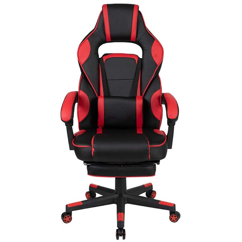Bowery Hill Leather Racing Reclining Gaming Chair in Black and Red