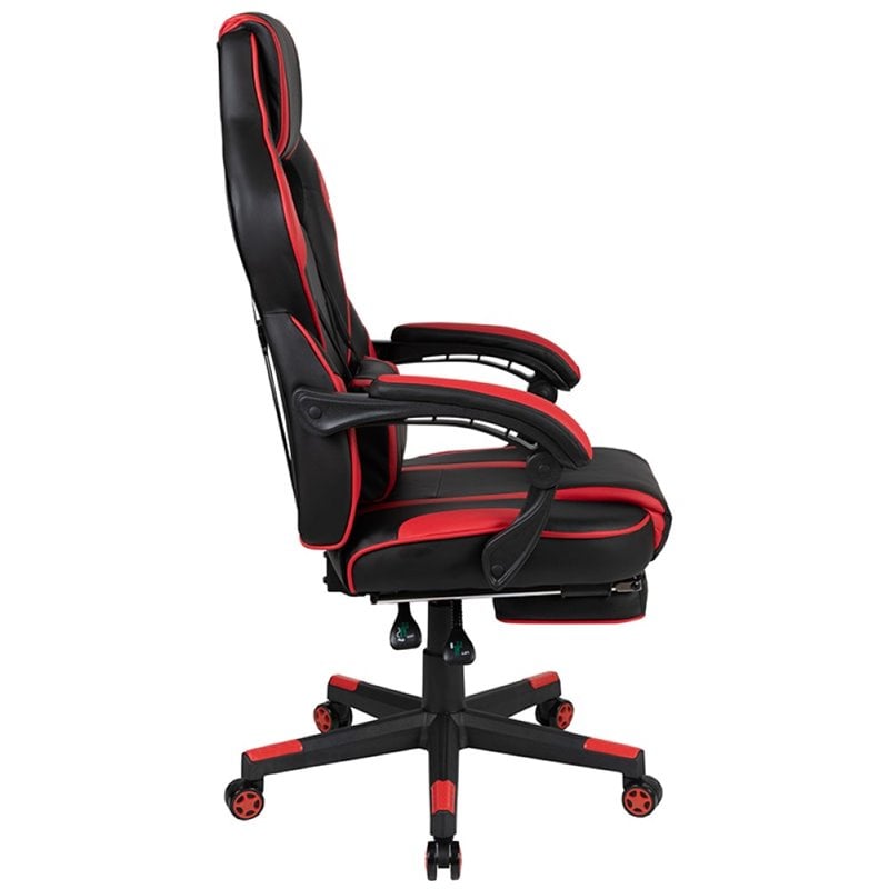 Bowery Hill Leather Racing Reclining Gaming Chair in Black and Red