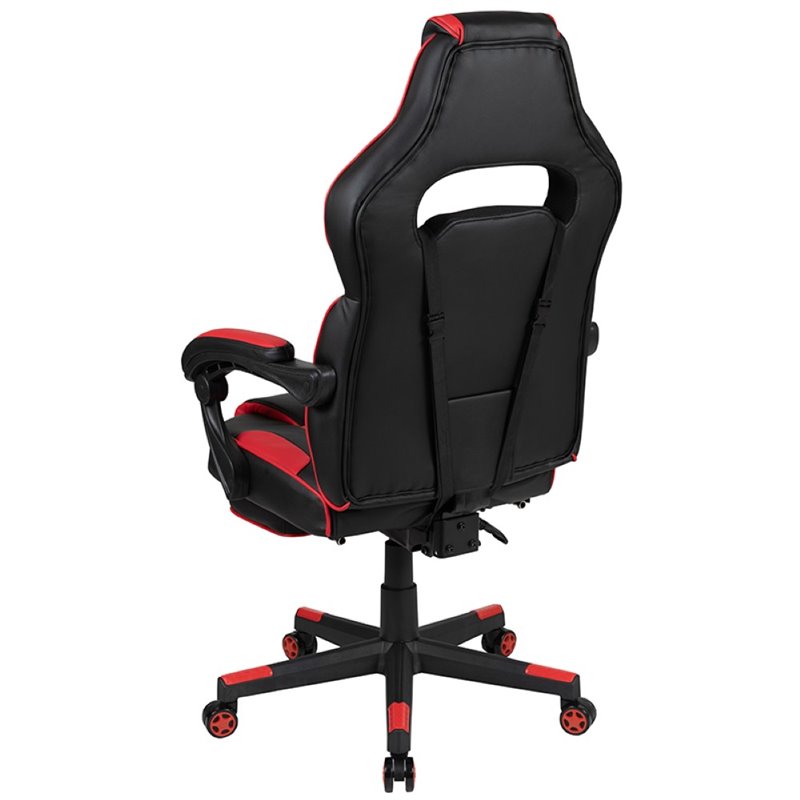 Bowery Hill Leather Racing Reclining Gaming Chair in Black and Red