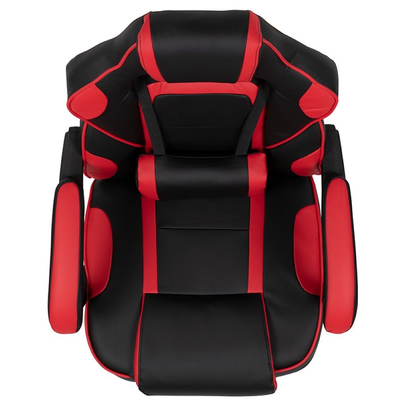 Bowery Hill Leather Racing Reclining Gaming Chair in Black and Red