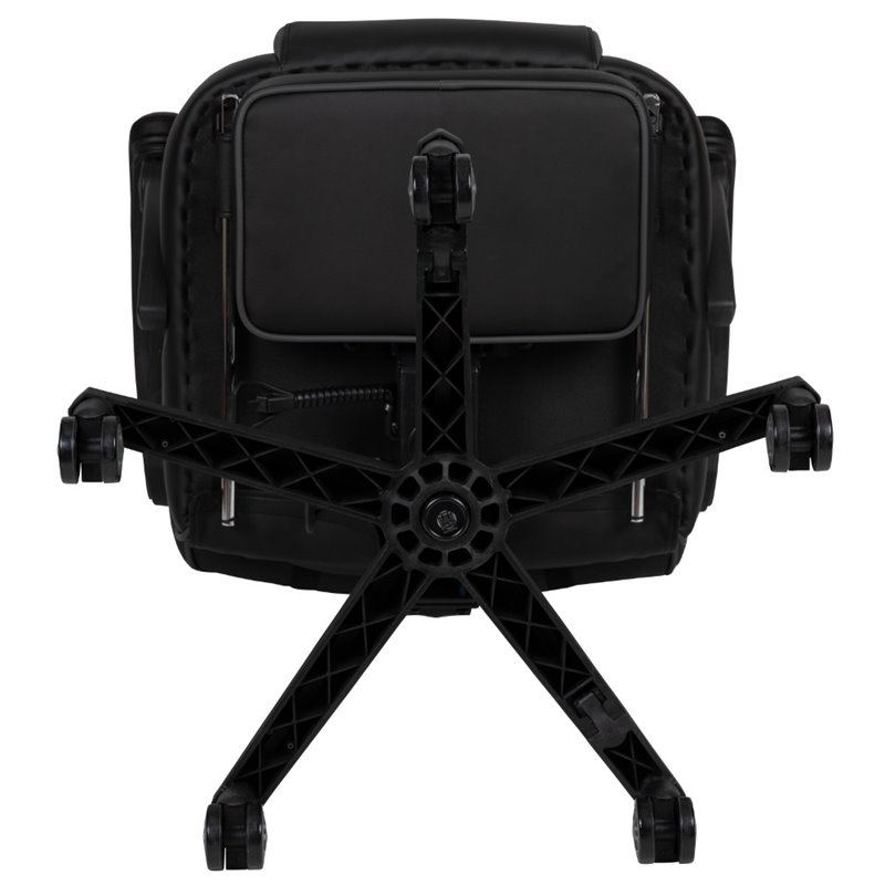 Bowery Hill Leather Ergonomic Swivel Gaming Chair in Black and Gray