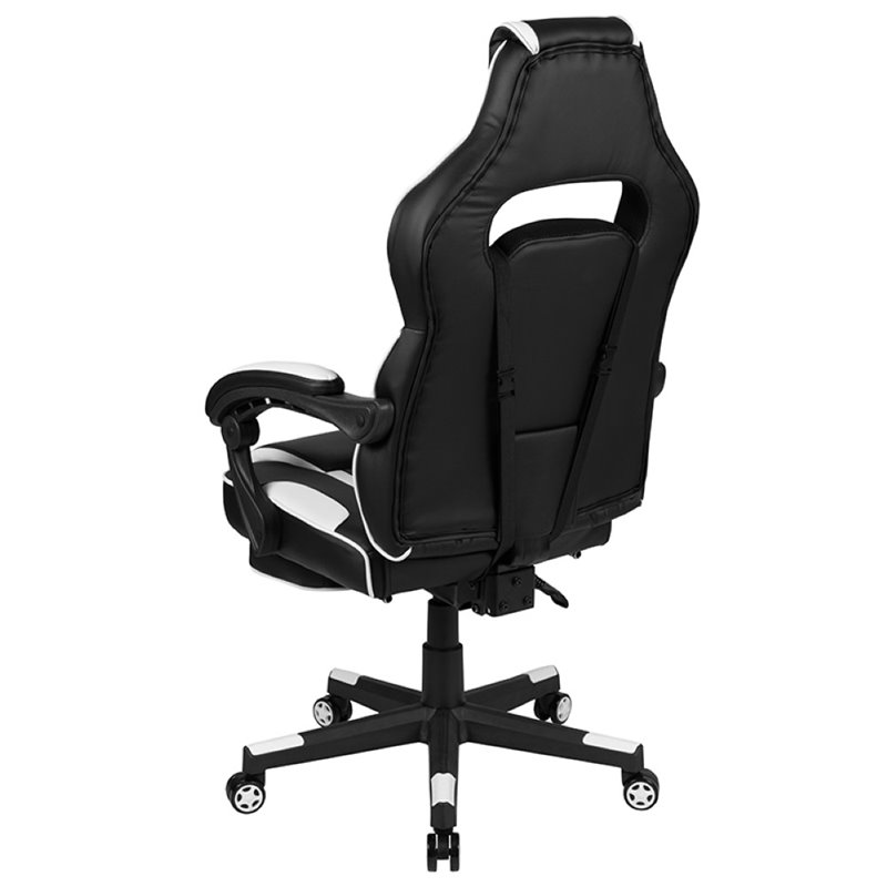 Bowery Hill Leather Racing Reclining Gaming Chair in Black and White