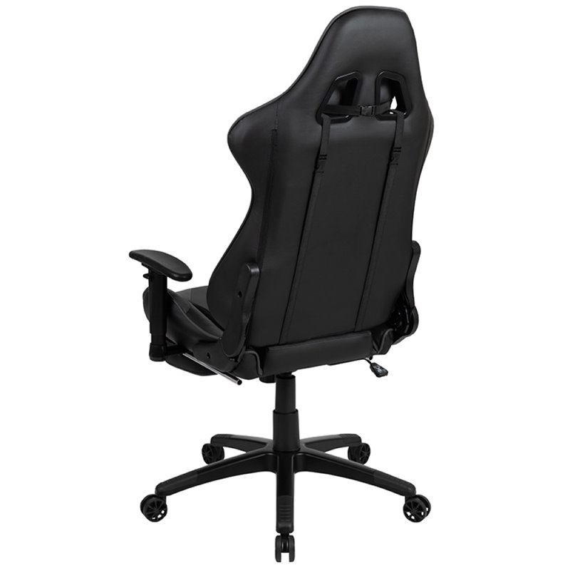 Bowery Hill Leather Racing Reclining Gaming Chair in Black and Gray