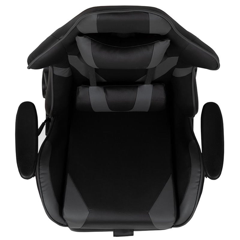 Bowery Hill Leather Racing Reclining Gaming Chair in Black and Gray