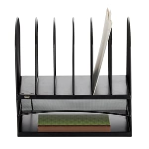 Bowery Hill Contemporary Desk Organizer with USB Charging Port in Black