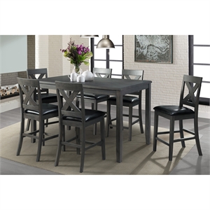 Bowery Hill Solid Wood 7PC Counter Height Dining Set in Grey