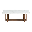 Bowery Hill Contemporary Marble Rectangular Coffee Table in White