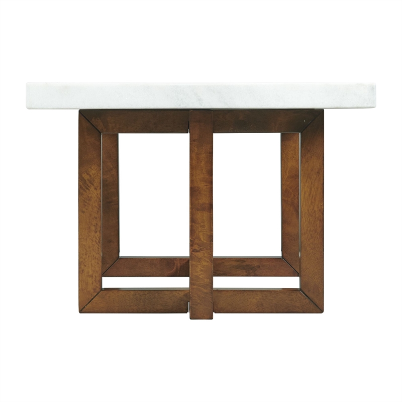 Bowery Hill Contemporary Marble Rectangular Coffee Table in White