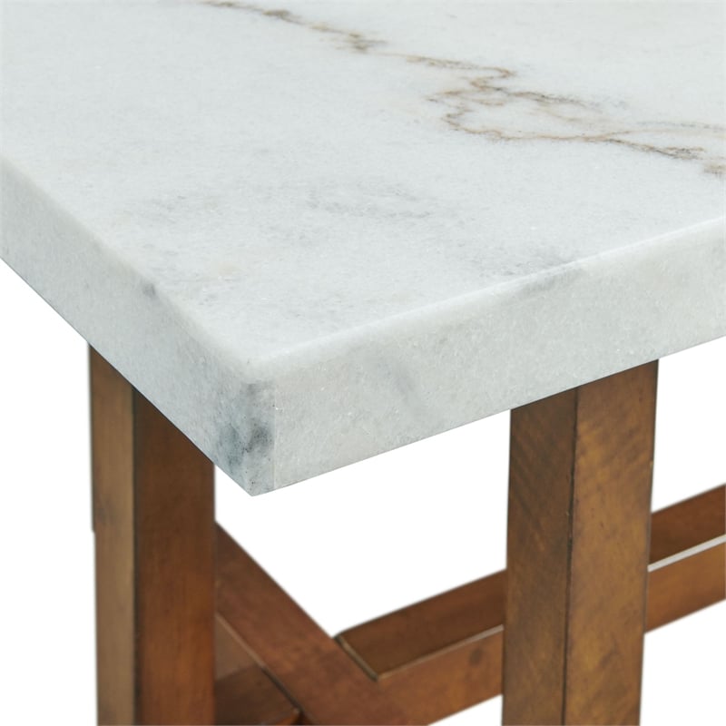 Bowery Hill Contemporary Marble Rectangular Coffee Table in White