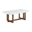 Bowery Hill Contemporary Marble Rectangular Coffee Table in White