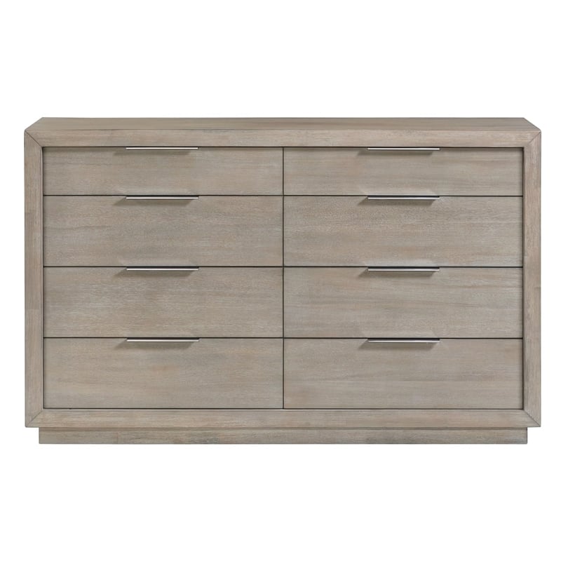 Bowery Hill 8-Drawer Bedroom Dresser in Gray - Solid Wood Construction
