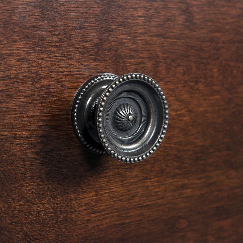 Bowery Hill 3-Drawer Nightstand in Cherry Finish with Brass Knobs