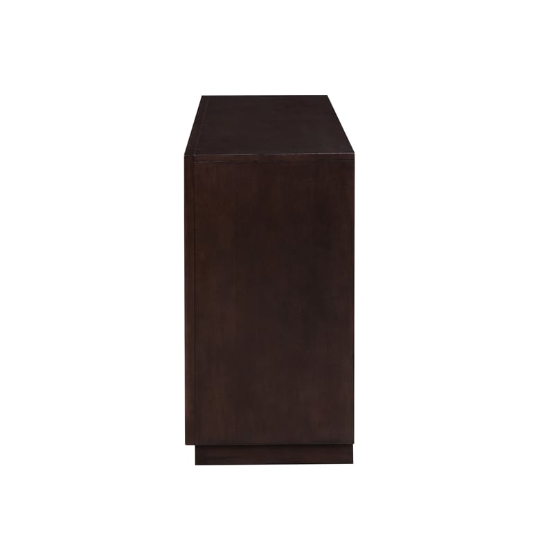 Bowery Hill Wood 3-Door Console Cabinet in Metallic Silver & Walnut