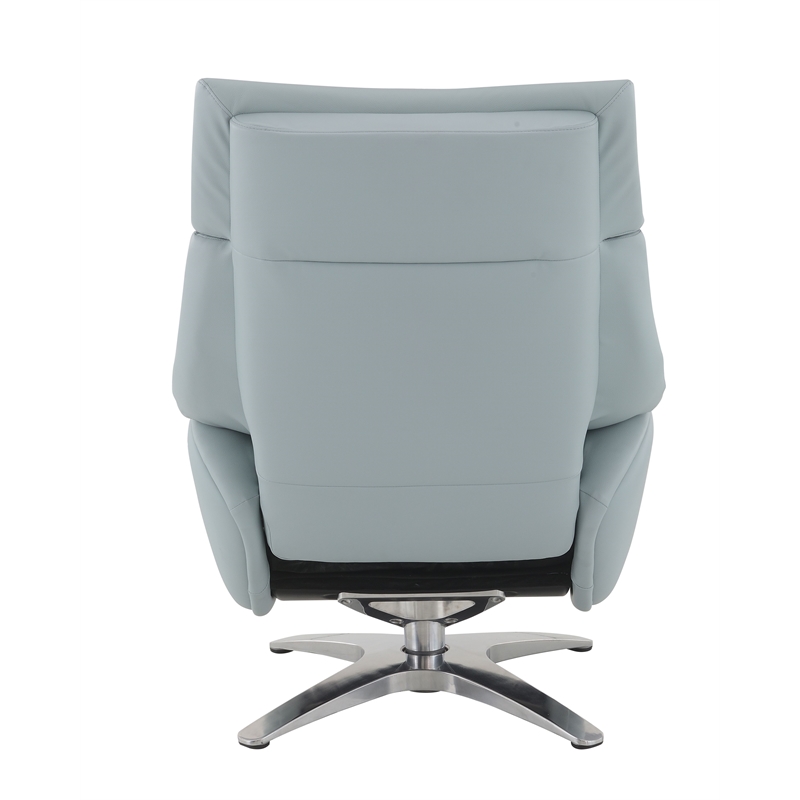Bowery Hill Leather Upholstered Swivel Accent Chair with Ottoman in Baby Blue